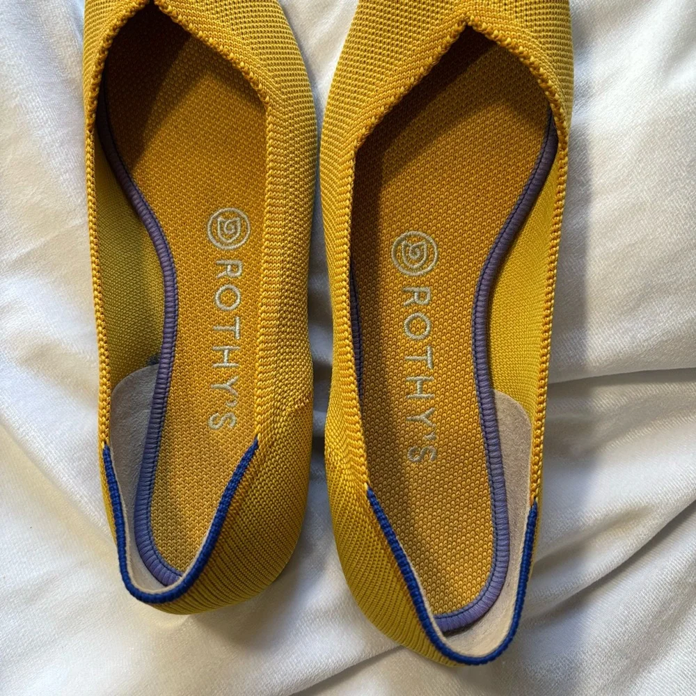 Rothy's The Point Flats Marigold Yellow Knit Pointed Toe Slip-On Size 8 - Picture 10 of 10